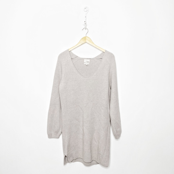 WILFRED FREE Wolter Sweater Waffle knit V neck sweater Heather Birch WOMENS M - Picture 1 of 7